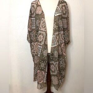 Liberty Love pink, green & cream sheer topper - Size 3XL